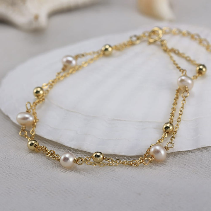 Bracciale con Perle Placcato Oro 14K