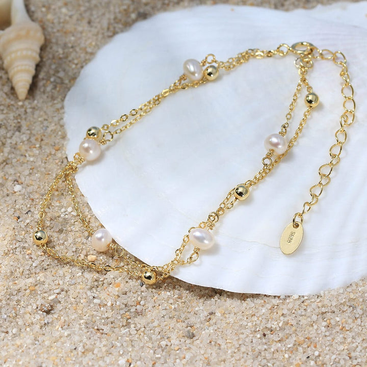 Bracciale con Perle Placcato Oro 14K