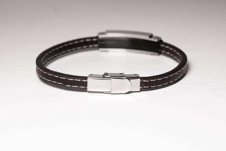 Bracciale Da Uomo Pelle  Piastra Acciaio