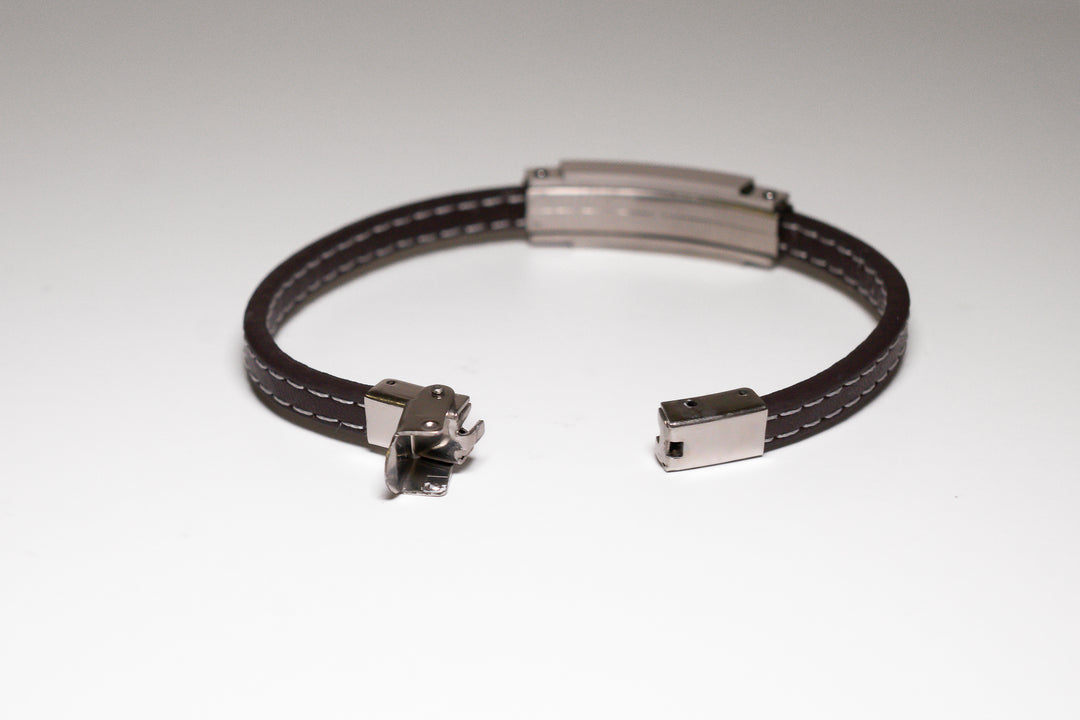 Bracciale Da Uomo Pelle  Piastra Acciaio