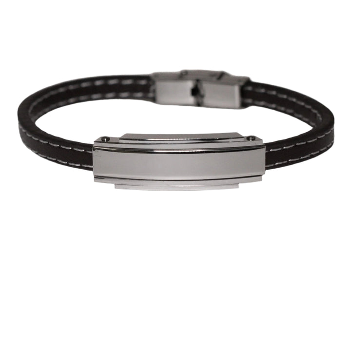 Bracciale Da Uomo Pelle  Piastra Acciaio