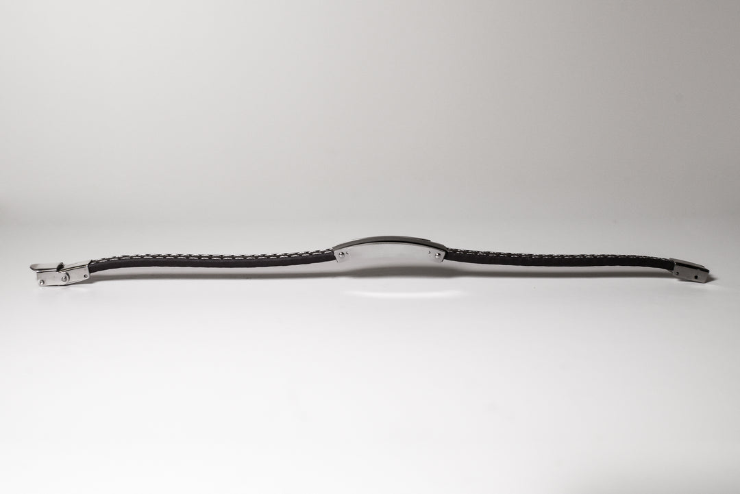 Bracciale Da Uomo Pelle  Piastra Acciaio